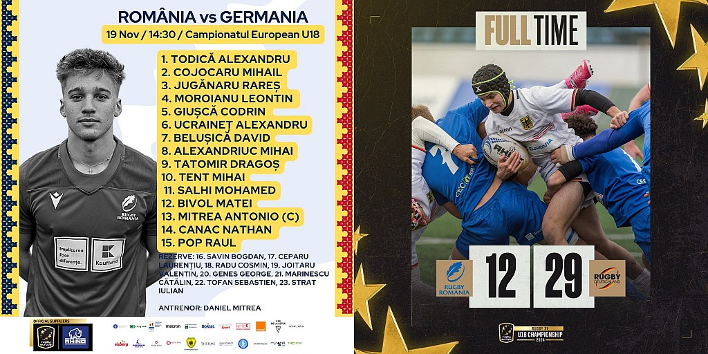 CE U18 2024 / LOCURILE 5-8 / SEMIFINALE: Cu toate că a avut om în plus 17 minute, România a pierdut clar cu Germania