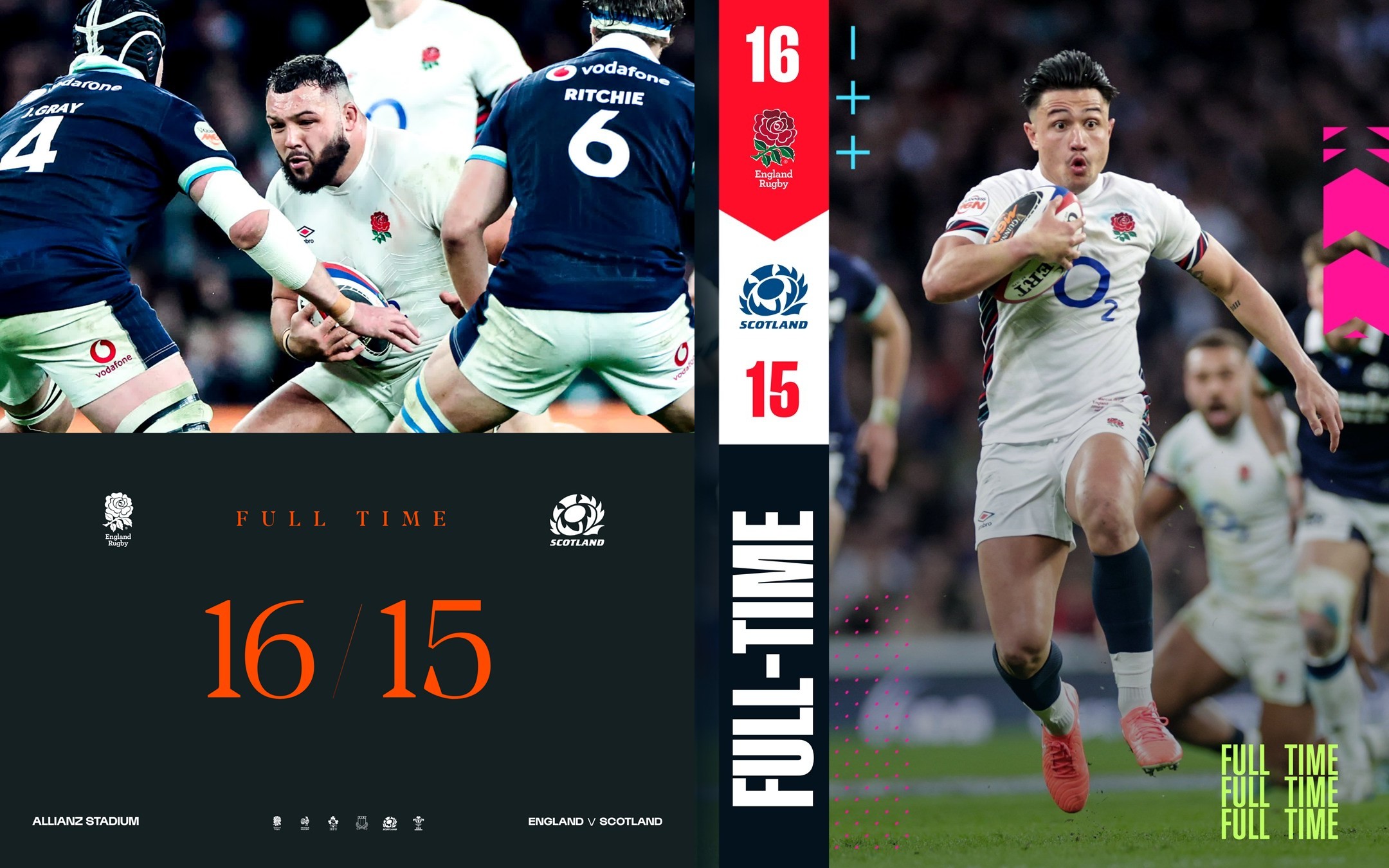 SIX NATIONS 2025 / ETAPA A 3-A / ANG - SCO 16-15: Ciulinii au dat 3 eseuri, însă n-au transformat niciunul și au ratat victoria! / VIDEO