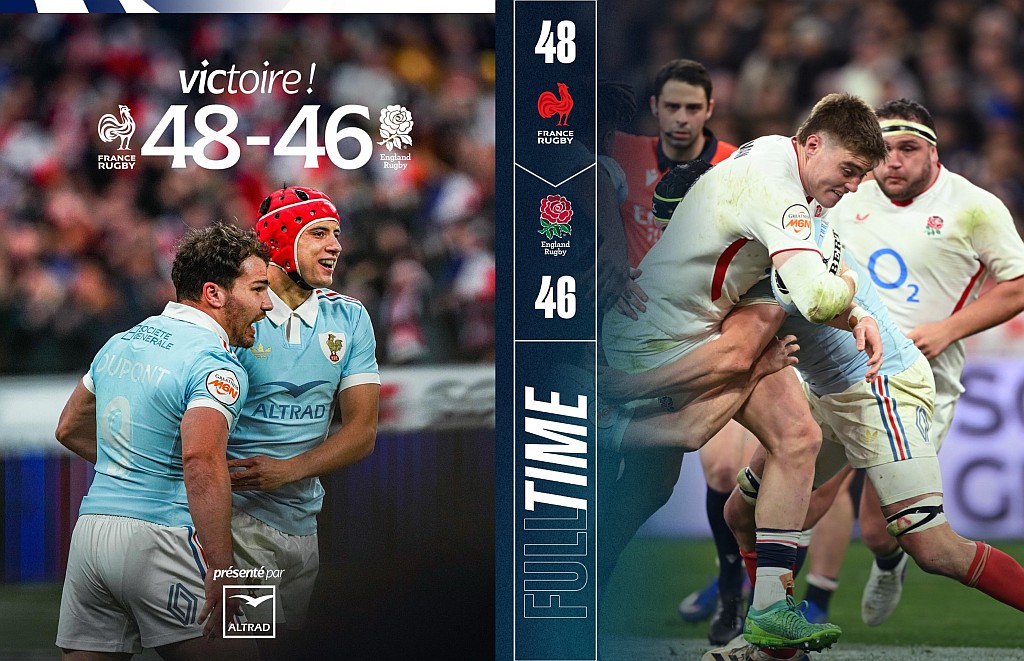 SIX NATIONS 2026 / ETAPA A 5-A / FRA - ANG 48-46: Cocoșii au câștigat „la mustață” în fața Trandafirilor și au păstrat trofeul!