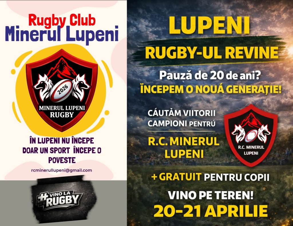 ROMÂNIA: În Lupeni se reia activitatea rugbystică după aproapre două decenii de pauză!