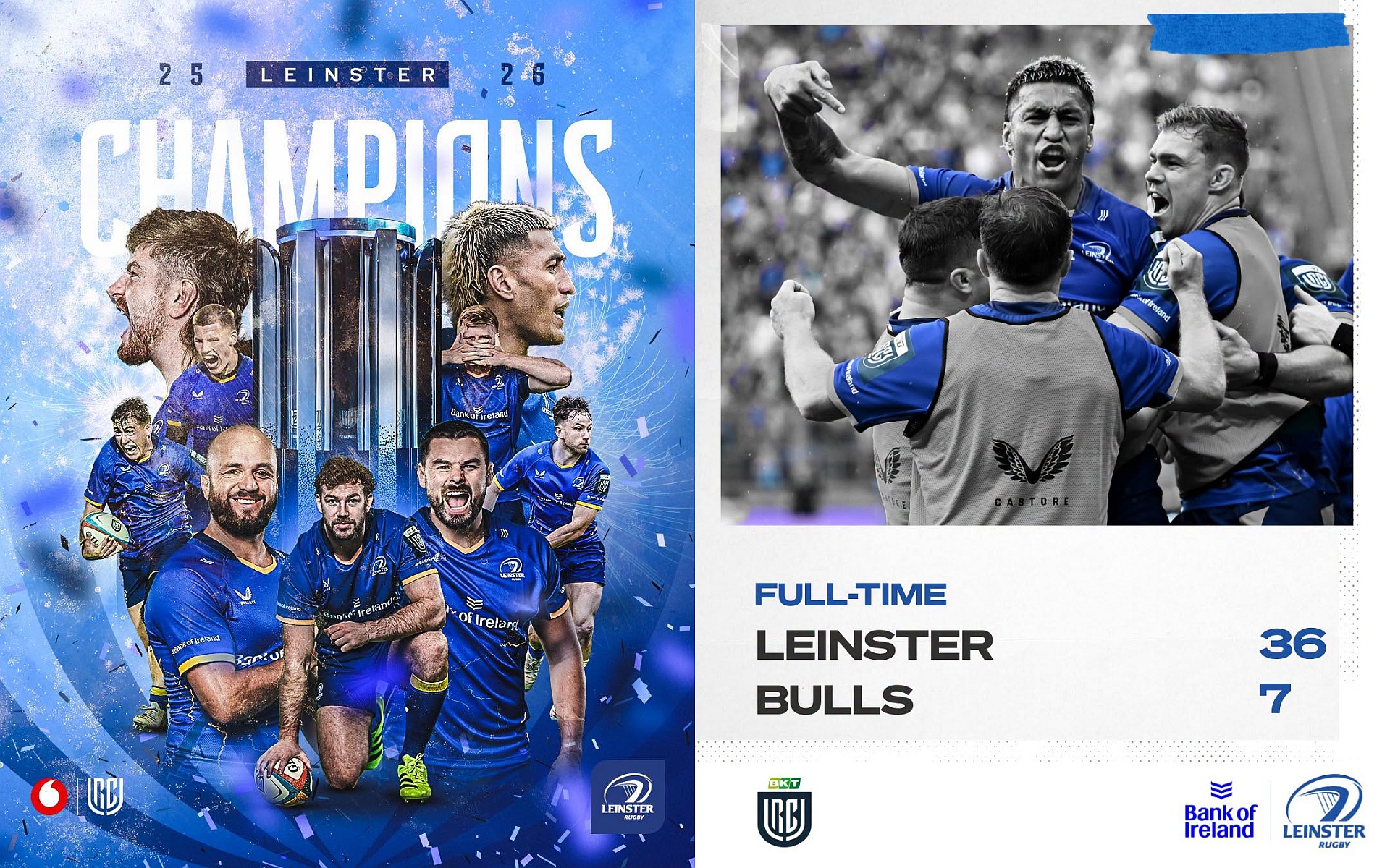 UNITED RUGBY CHAMPIONSHIP 2025/2026 / FINALA: Leinster s-a impus clar în fața lui Bulls și a câștigat competiția pentru a 10-a oară / VIDEO
