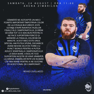 ROMÂNIA / LRK 2024 / ETAPA A 10-A: Baia Mare și Steaua dispută meciul cu numărul 102, Dugladze cere susținerea fanilor